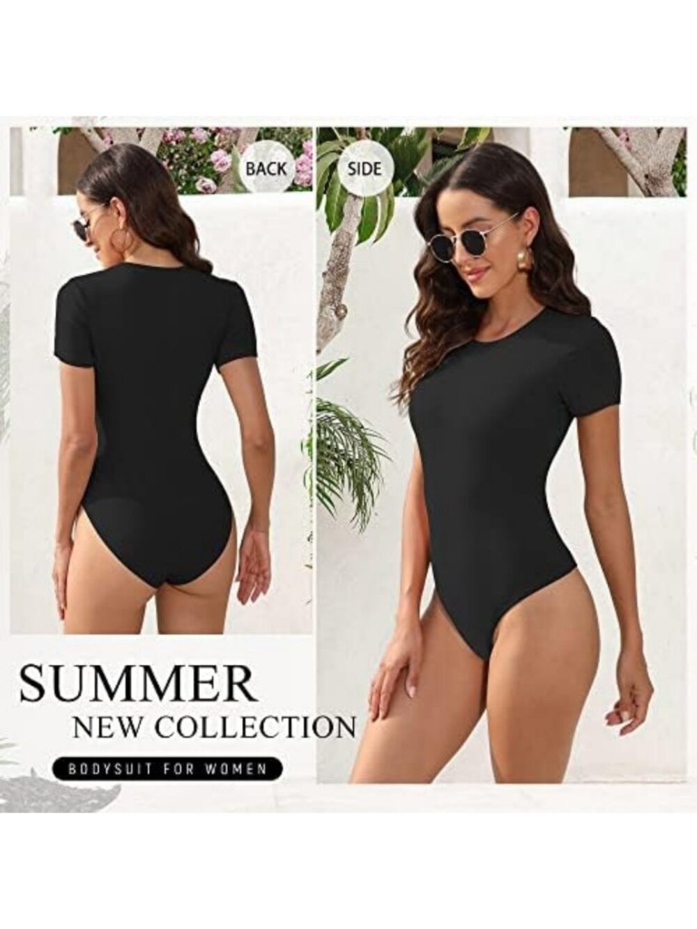 Women's Casual Short Sleeve Round Neck Bodysuit Tops - 4/5 Pack Basic Tees - Picture 2 of 5